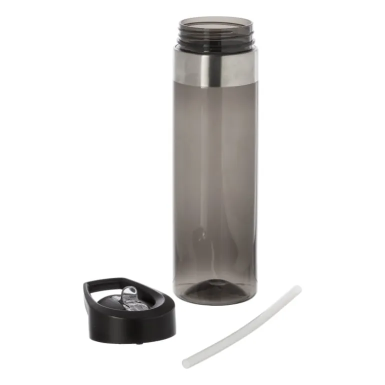 Drinkfles met rietje - zwart - 500 ml