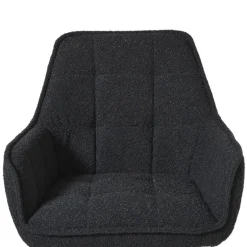 Eetkamerstoel bouclé met armleuning - zwart - 87x56.5x43 cm