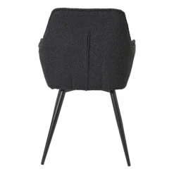 Eetkamerstoel bouclé met armleuning - zwart - 87x56.5x43 cm