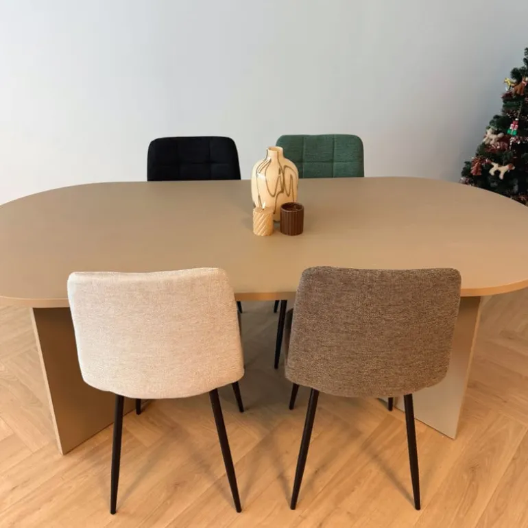 Eetkamerstoel chenille - groen - 90x53.5x44.5 cm