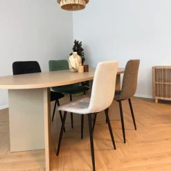 Eetkamerstoel chenille - zwart - 90x53.5x44.5 cm