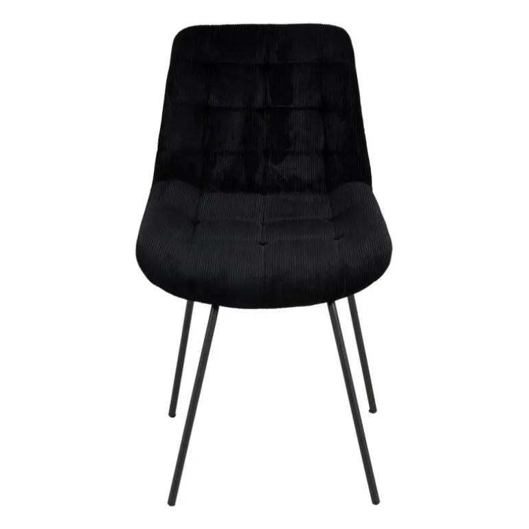 Eetkamerstoel corduroy - zwart - 52x52x84 cm
