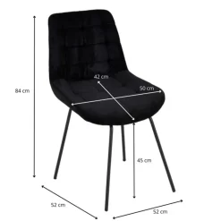Eetkamerstoel corduroy - zwart - 52x52x84 cm