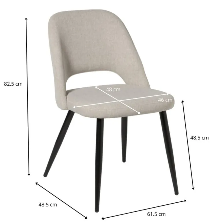 Eetkamerstoel Leonardo - beige - 82.5x61.5x48.5 cm
