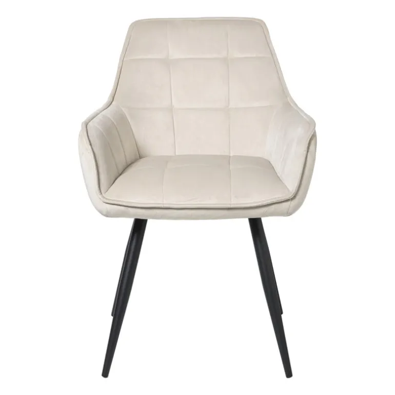 Eetkamerstoel velvet met armleuning - beige - 87x56.5x43 cm