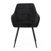 Eetkamerstoel velvet met armleuning - zwart - 87x56.5x43 cm
