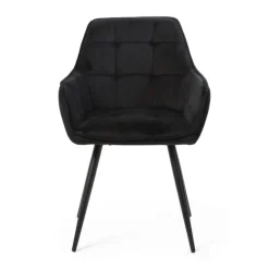 Eetkamerstoel velvet met armleuning - zwart - 87x56.5x43 cm