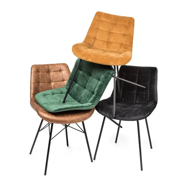 Eetkamerstoel zwart - velvet - 52x52x81 cm