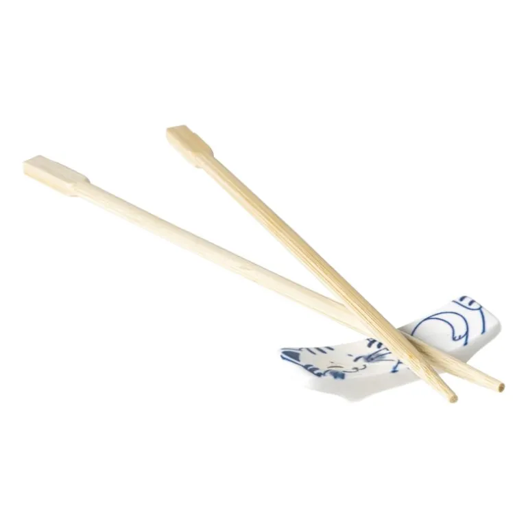 Eetstokjeshouder Mico kat - blauw/wit - 1.5x6x1.2 cm