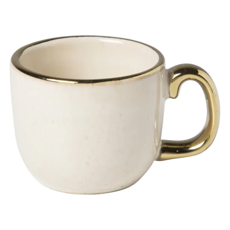 Espressomokje met gouden rand - beige - 80 ml