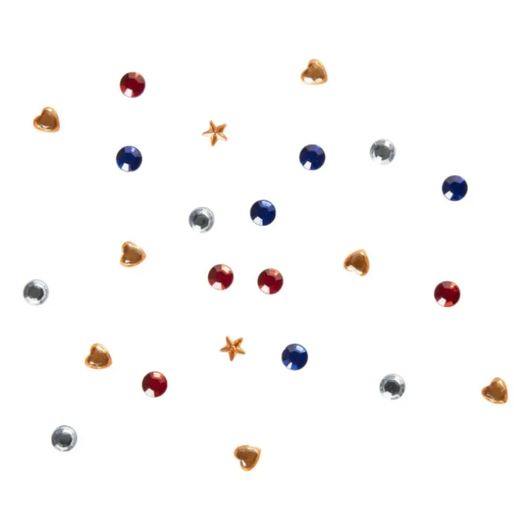 Face diamonds - oranje/rood/wit/blauw - set van 90
