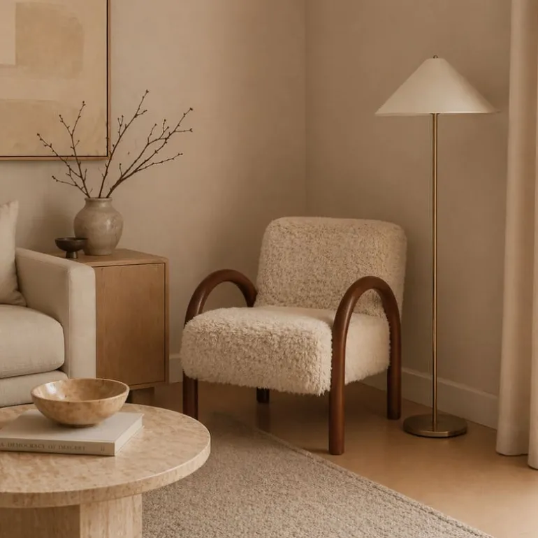 Fauteuil beatle - beige/bruin - 80x78x70 cm