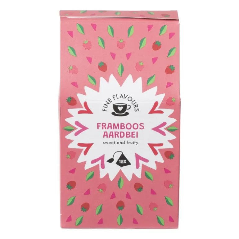Fine flavours zwarte thee - aardbei - 15 piramide zakjes
