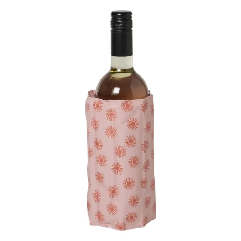 Fles koeler zonnetjes - oranje/roze - 34.5x17.5 cm