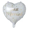 Folieballon just married hartje - wit/goudkleurig - 35 cm