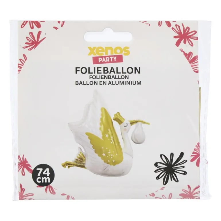 Folieballon ooienvaar XL - wit/goudkleurig - 74 cm