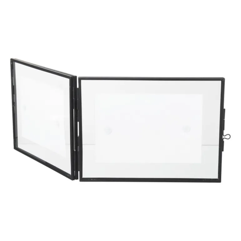 Fotokader tweeluik - zwart - 15x20x2 cm
