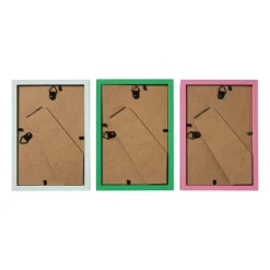 Fotolijsten set van 3 - groen/roze/blauw - 10x15 cm