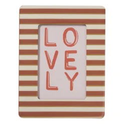 Fotolijstje streep lovely - bruin/rood - 10x15 cm
