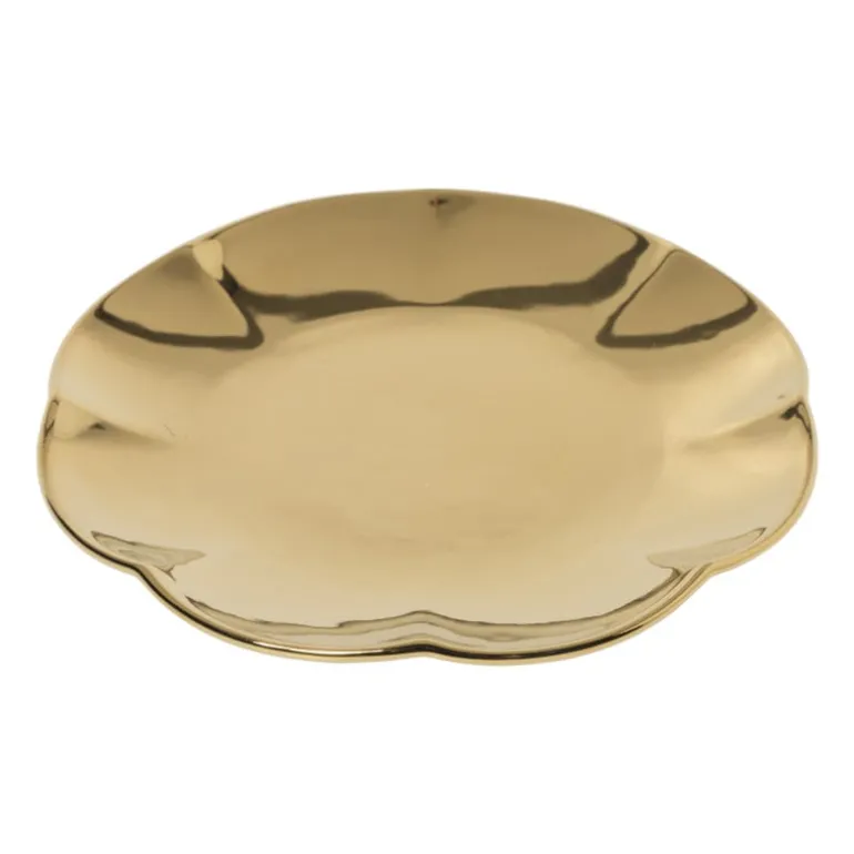Gebaksbordje goud - keramiek - ø15.5x2 cm