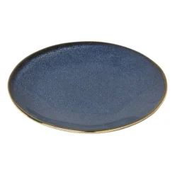 Gebaksbordje met gouden rand - donkerblauw - ø15 cm