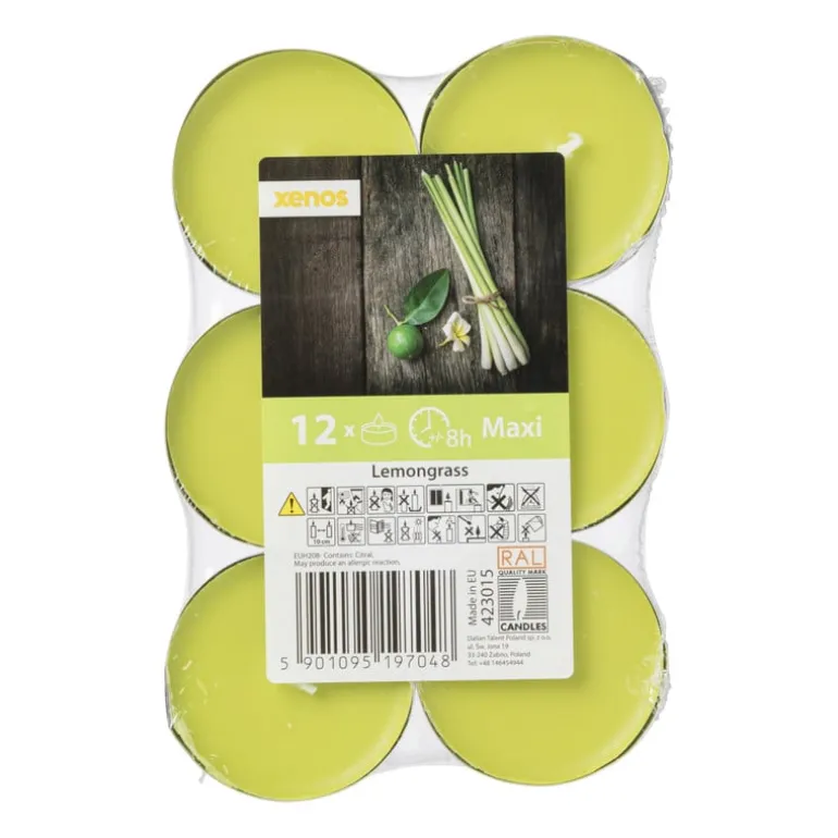 Geurwaxinelichten - lemongras - set van 12