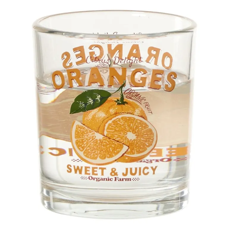 Glas met sinaasappels - transparant/oranje - 460 ml