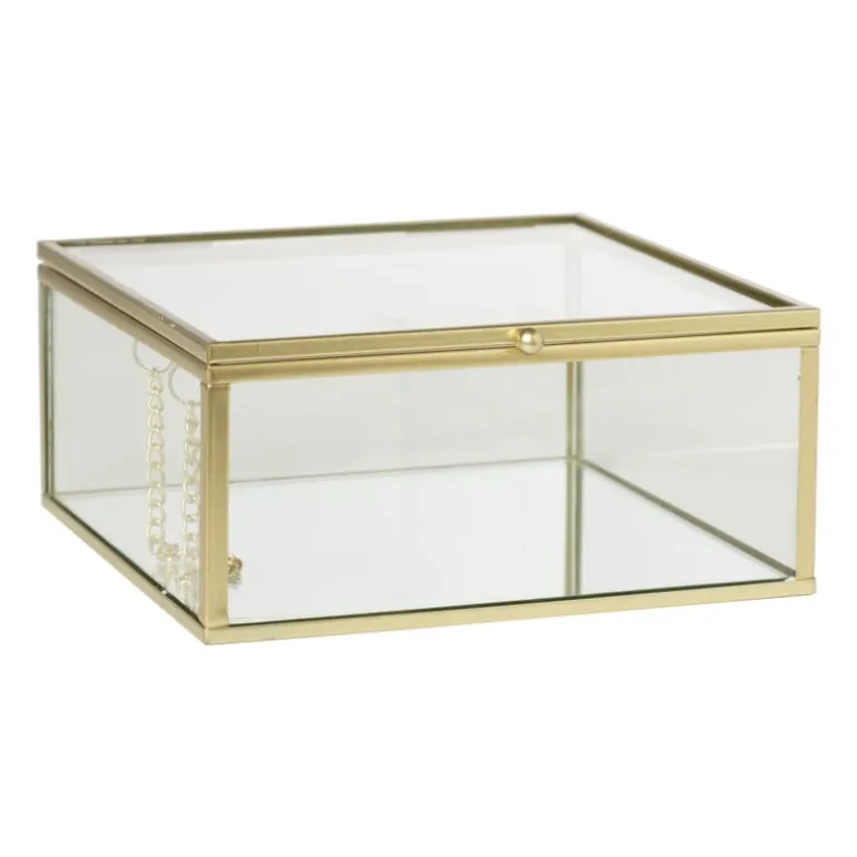 Gouden box groot - vierkant - 14x14x6 cm