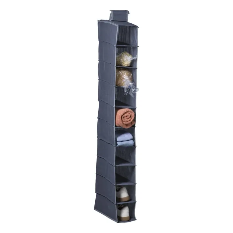 Hang organiser met 10 vakken - grijs - 154x34x6 cm