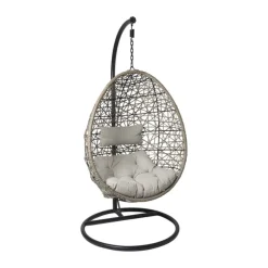 Hangstoel Hawaii met grjize kussens - bruin - 196 cm