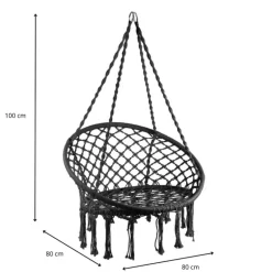 Hangstoel knoet - zwart - ⌀80x100 cm