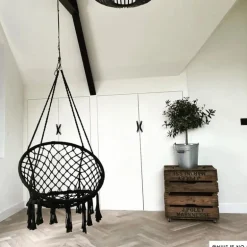 Hangstoel knoet - zwart - ⌀80x100 cm