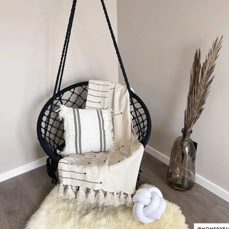 Hangstoel knoet - zwart - ⌀80x100 cm