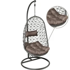 Hangstoel Mallorca met standaard - zwart - 125x83x67 cm