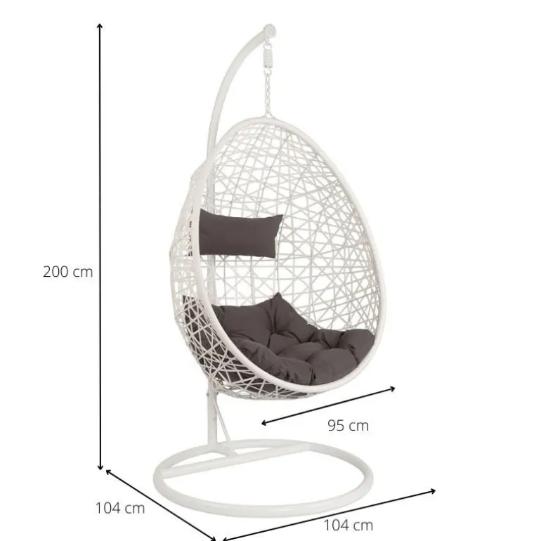 Hangstoel swing - wit - 95x95x200 cm