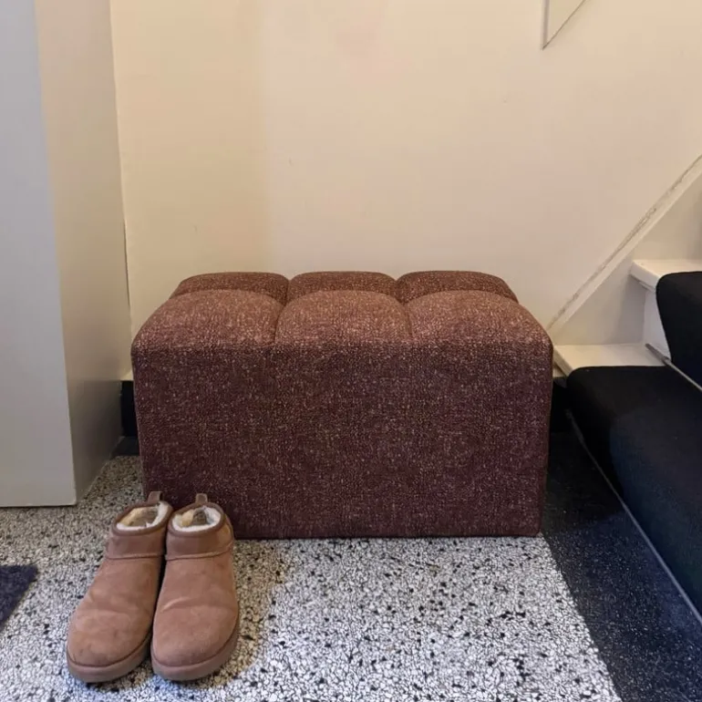 Hocker chenille - donkerbruin -38x66x38 cm