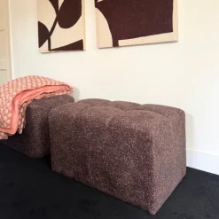 Hocker chenille - donkerbruin -38x66x38 cm