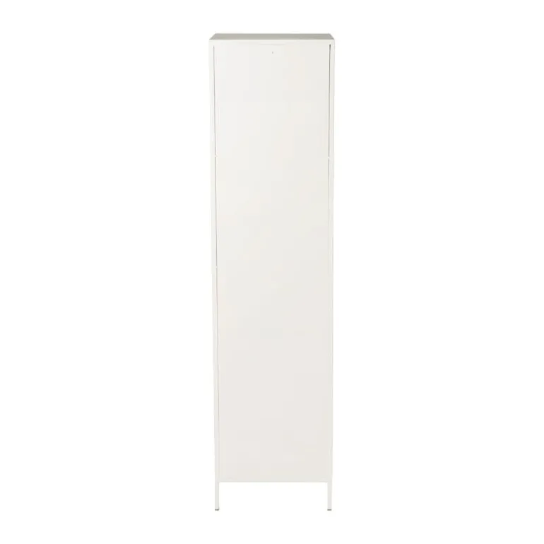 Hoge kast Luca met geribbeld glazen deurtje - offwhite - 160x42x40 cm