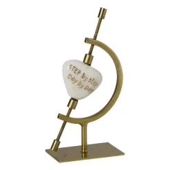Houder met steen - goud - 14x8x5 cm - Happy at Home by Sanny
