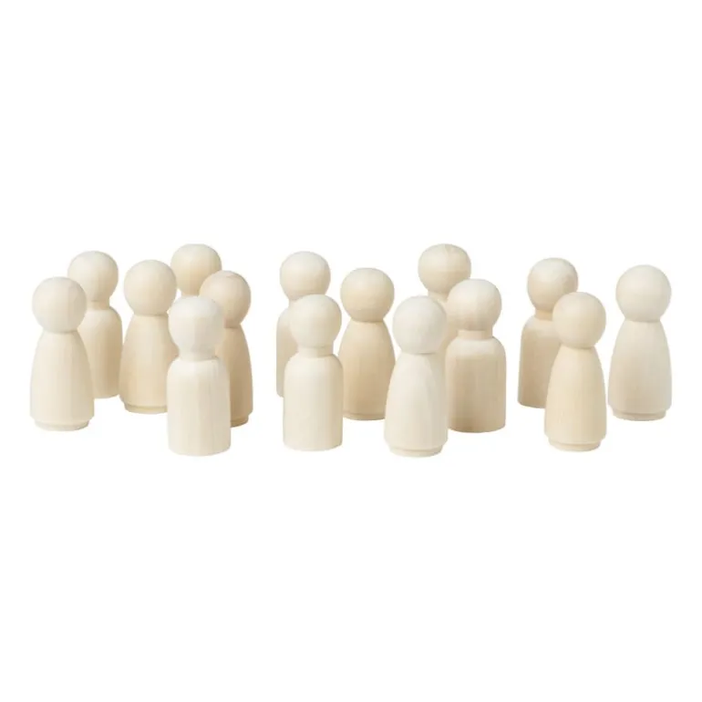 Houten kegelpoppen - set van 10 - 5.3 cm