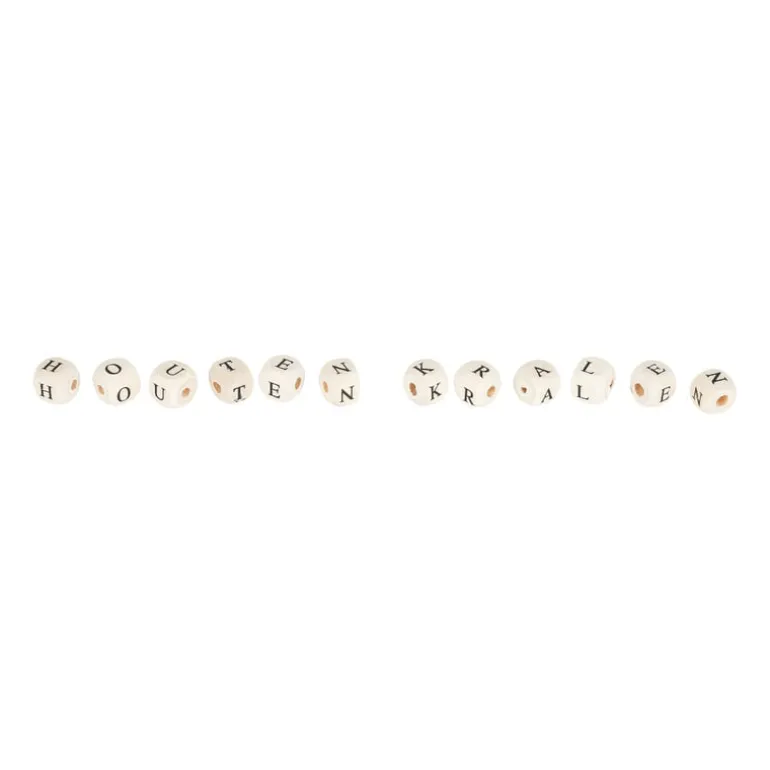 Houten kralen alfabet - naturel - circa 90 stuks