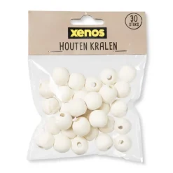 Houten kralen - naturel - 30 stuks