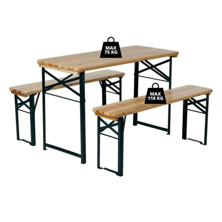 Inklapbare picknickset compact - bruin - set van 3