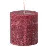 Kaars rustiek - bordeauxrood - ø7x7 cm