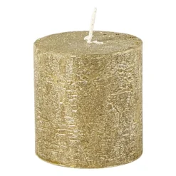 Kaars rustiek - goud - 7x7 cm