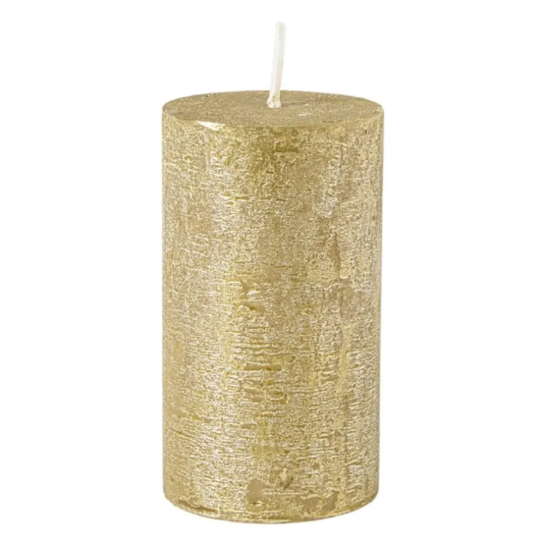 Kaars rustiek - goud - 7x12 cm