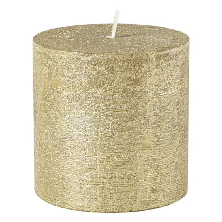 Kaars rustiek - goud - 10x10 cm
