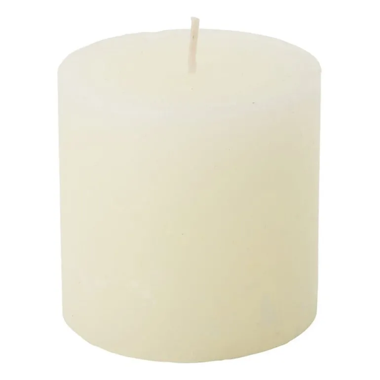 Kaars rustiek - ivoor - 7x7 cm