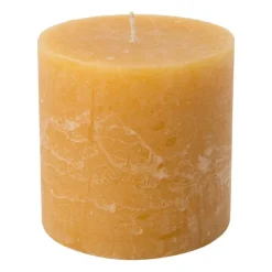 Kaars rustiek - okergeel - 10x10 cm