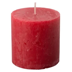 Kaars rustiek - rood - 7x7 cm
